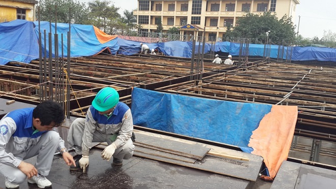 Cập nhật tiến độ xây dựng khu KTX nam - Trường dạy nghề Ninh Bình tháng 3-4/2014

